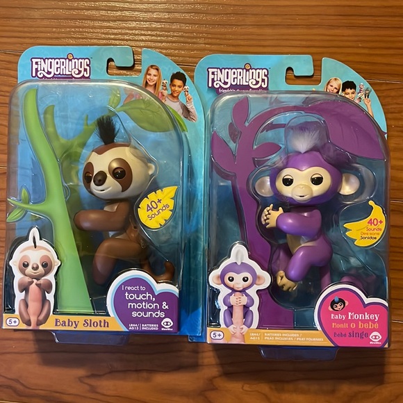 WowWee Fingerlings~ Kelsey the baby Sloth & Mia the baby Monkey - Picture 1 of 12